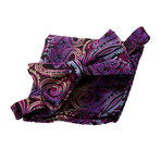 Bow Tie And Hanky Set // Purple + Pink + Gold Paisley