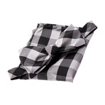 Bow Tie And Hanky Set // Black + White + Grey Plaid