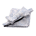 Bow Tie And Hanky Set // Grey + White + Blue Paisley