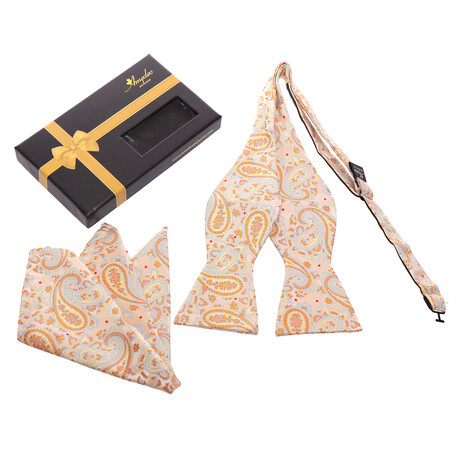 Bow Tie And Hanky Set // Cream + Beige + Orange