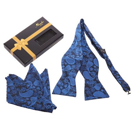 Bow Tie And Hanky Set // Blue + Black