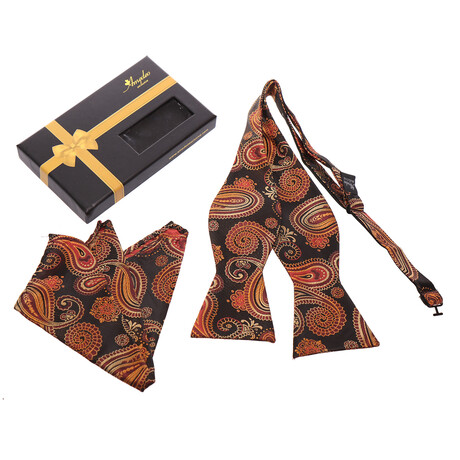 Bow Tie And Hanky Set // Orange + Brown