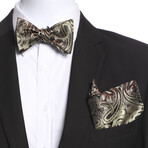 Bow Tie And Hanky Set // Multi Brown Swirls