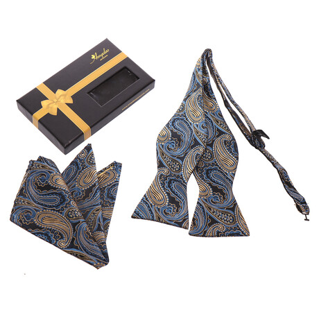 Bow Tie And Hanky Set // Blue + Black II