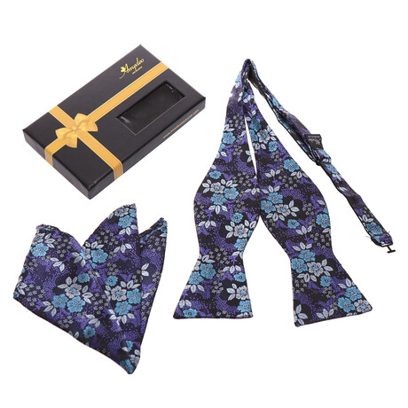 Bow Tie And Hanky Set // Purple Black Blue