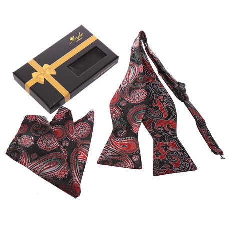 Bow Tie And Hanky Set // Red + Black