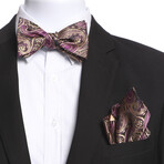 Bow Tie And Hanky Set // Pink + Gold Paisley