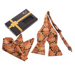 Bow Tie And Hanky Set // Orange + Gold Paisley