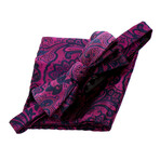 Bow Tie And Hanky Set // Dark Pink + Red Paisley