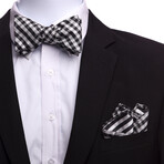 Bow Tie And Hanky Set // Black White Checks