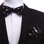 Bow Tie And Hanky Set // Black Polka Dots