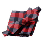 Bow Tie And Hanky Set // Red + Black Plaid