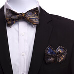Bow Tie And Hanky Set // Brown + Blue + Black