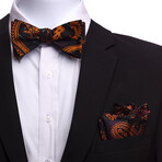 Bow Tie And Hanky Set // Orange + Black