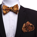 Bow Tie And Hanky Set // Orange + Gold Paisley