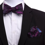 Bow Tie And Hanky Set // Pink + Black + Blue