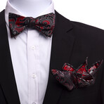 Bow Tie And Hanky Set // Red + Black