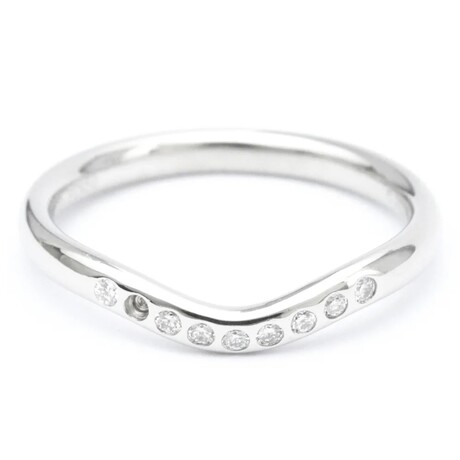 Tiffany & Co. // Platinum Curved Band Diamond Ring // Ring Size: 4.5 // Store Display