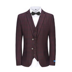 3-Piece Performance Stretch Slim Fit Check Suit // Burgundy (R-36-R)