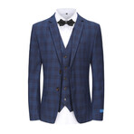 3-Piece Performance Stretch Slim Fit Check Suit // Blue (R-36-R)