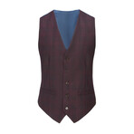 3-Piece Performance Stretch Slim Fit Check Suit // Burgundy (R-36-R)