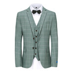 3-Piece Performance Stretch Slim Fit Check Suit // Green (R-36-R)