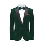 2-Piece Velvet Birdseye Lapel Slim-Fit Tuxedo With Performance Stretch Pants & Bow Tie // Hunter Green (R-38-R)