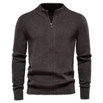 Zip Up Mock Neck Sweater // Dark Gray (XL)