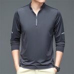 Perforated 1/4 Zip // Dark Gray (XS)