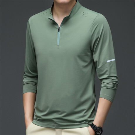 Perforated 1/4 Zip // Dark Sage Green (XS)