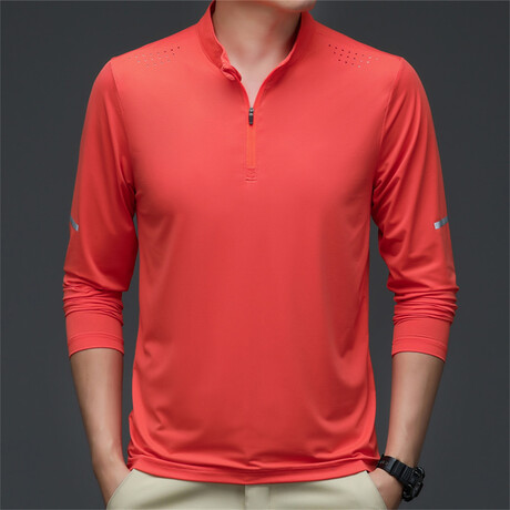 Perforated 1/4 Zip // Tangerine (XS)