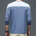 Block Shoulder Back Print Crew //Misty Blue (XS)