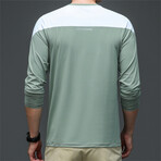 Block Shoulder Back Print Crew // Green (L)