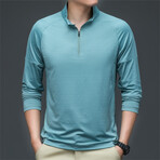 Heathered Micro-stripe 1/4 Zip // Light Green (S)