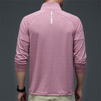 Heathered Micro-stripe 1/4 Zip // Rose Red (L)