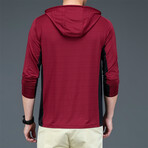 Side Panel Print Hoodie // Wine Red (S)