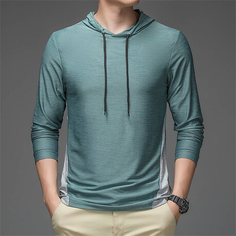 Print Back Side Panel Hoodie // Green (XS)