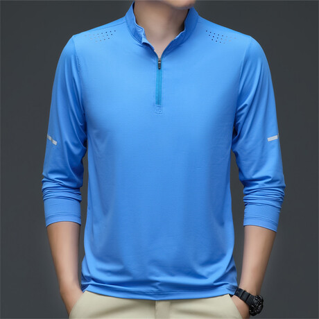 Perforated 1/4 Zip // Blue (XS)