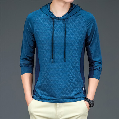 Side Panel Print Hoodie // Dark Blue (XS)