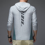 Print Back Side Panel Hoodie // White Ash (S)