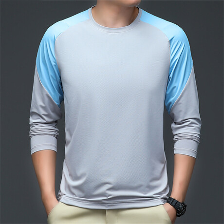 Block Shoulder Back Print Crew //Gray (XS)