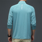 Heathered Micro-stripe 1/4 Zip // Light Green (S)