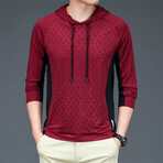 Side Panel Print Hoodie // Wine Red (S)