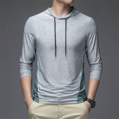 Print Back Side Panel Hoodie // White Ash (XS)