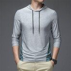 Print Back Side Panel Hoodie // White Ash (S)