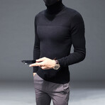 Horizontal Knit Turtleneck // Black (XL)