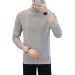 Herringbone Knit Turtleneck // Gray (3XL)