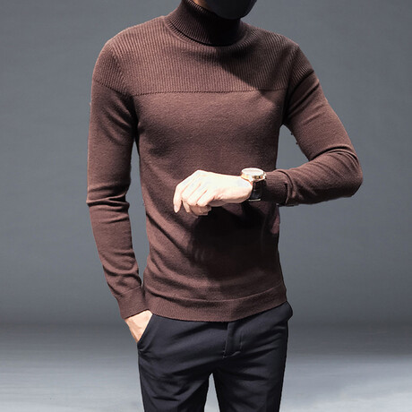 Horizontal Knit Turtleneck // Brown (XS)