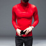 Horizontal Knit Turtleneck // Red (3XL)