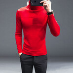 Horizontal Knit Turtleneck // Red (XS)